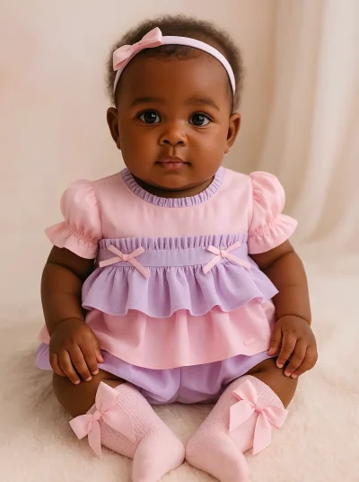 Conjunto rosa y lila para bebé niña